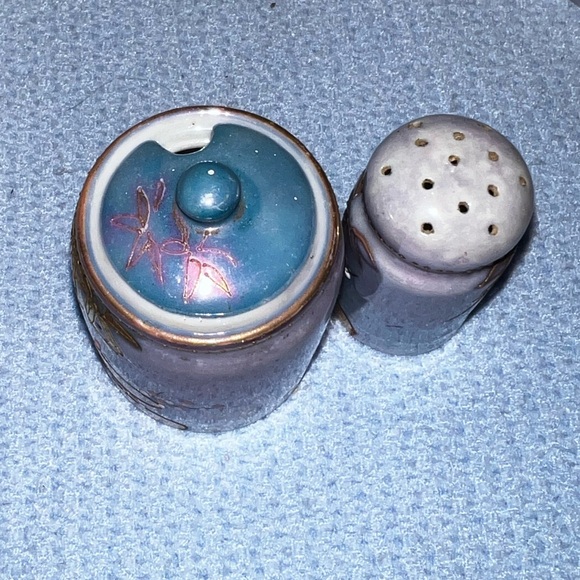 Rare Vintage Condiment Salt Shaker Holder Lusterware Hand Painted Japan - Picture 7 of 16